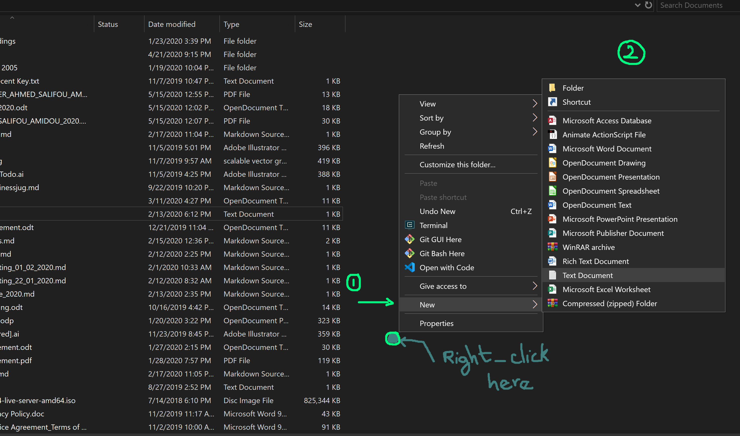 Mouse Contextual menu