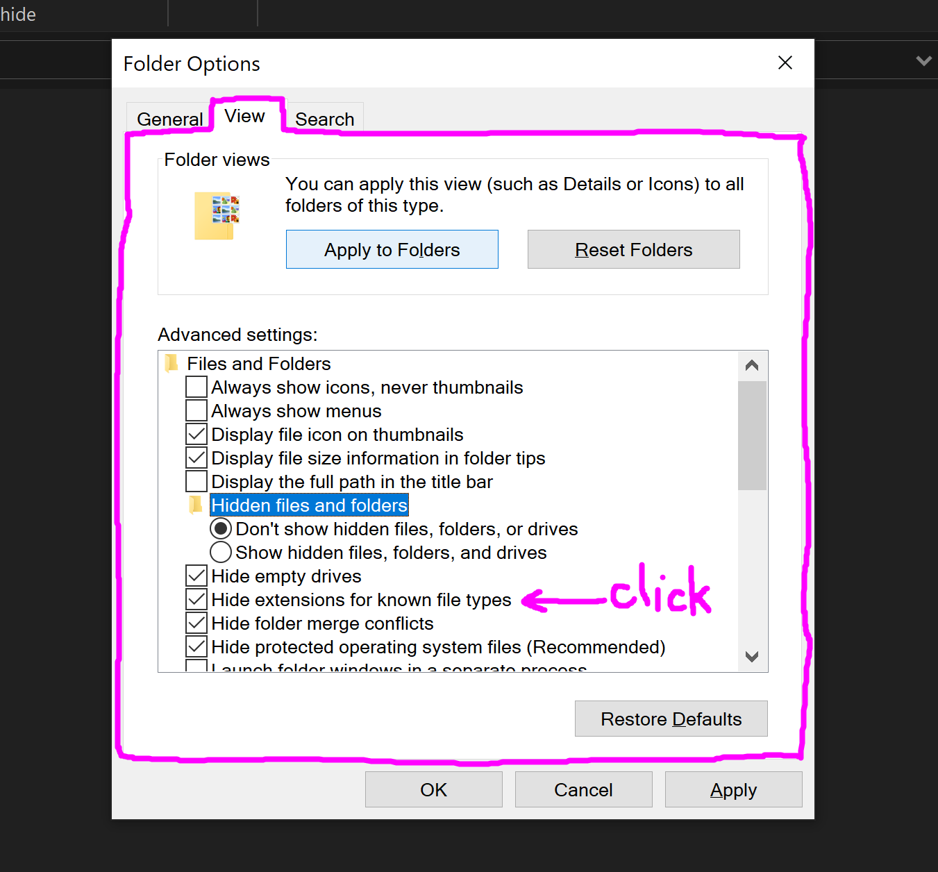 Hidden files and folders