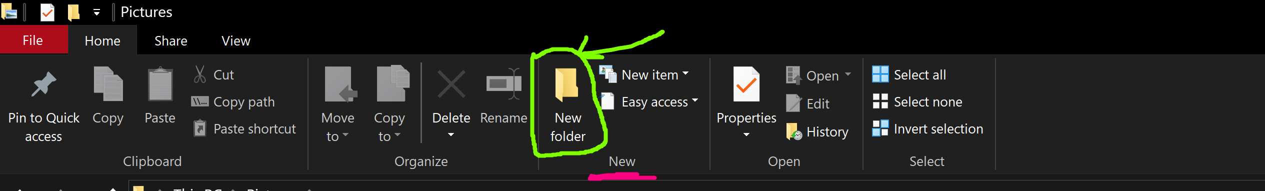 new folder on windows